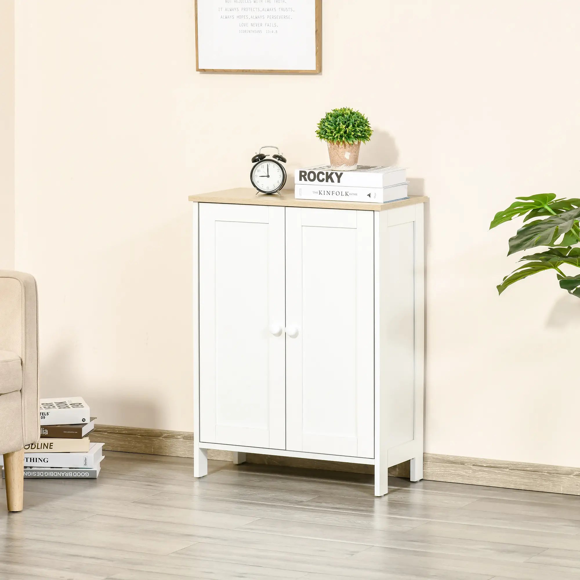 Storage Cabinet with Doors, 2 Adjustable Shelves, Living Room, Bathroom Storage Cabinets at Gallery Canada