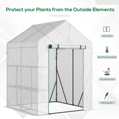 56 x 56 Walk-In Greenhouse, Portable Gardening Plant House, 2-Tier Shelf, Green Greenhouses at Gallery Canada
