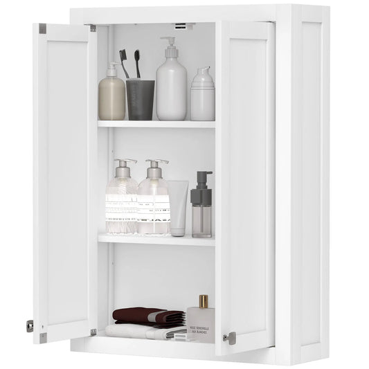 Wall Mounted Bathroom Cabinet, 2 Doors, 2 Adjustable Shelves, White Bathroom Cabinets White at Gallery Canada