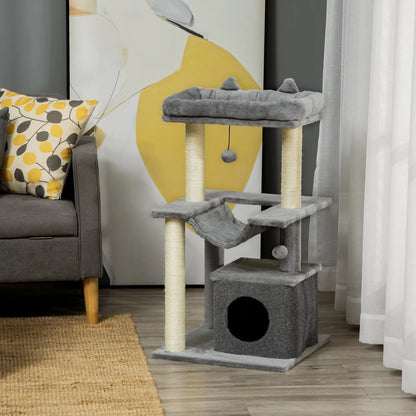 39.25'' Cat Tree Tower, Multi-Level Kitten House, Scratching Post, Gray Cat Posts at Gallery Canada