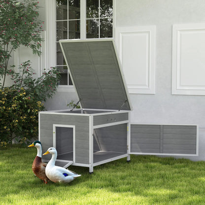 Wooden Duck Coop, Rabbit Hutch With Openable Roof, Removable Floor, Grey Chicken Coops at Gallery Canada