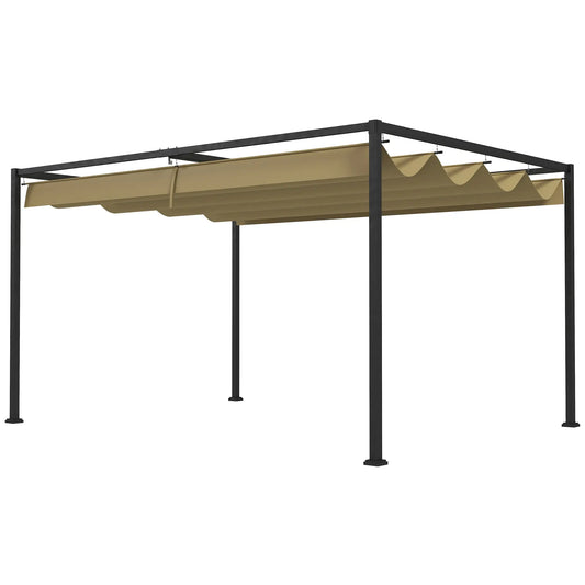 10' x 7' Patio Pergola, Retractable Canopy, Outdoor Sun Shelter, Khaki Pergolas Khaki Canopy, Dark Grey Frame at Gallery Canada