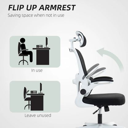 Mesh Office Chair, Ergonomic Desk Chair, Flip-Up Armrest, Adjustable Lumbar Support, Black Office Chairs at Gallery Canada