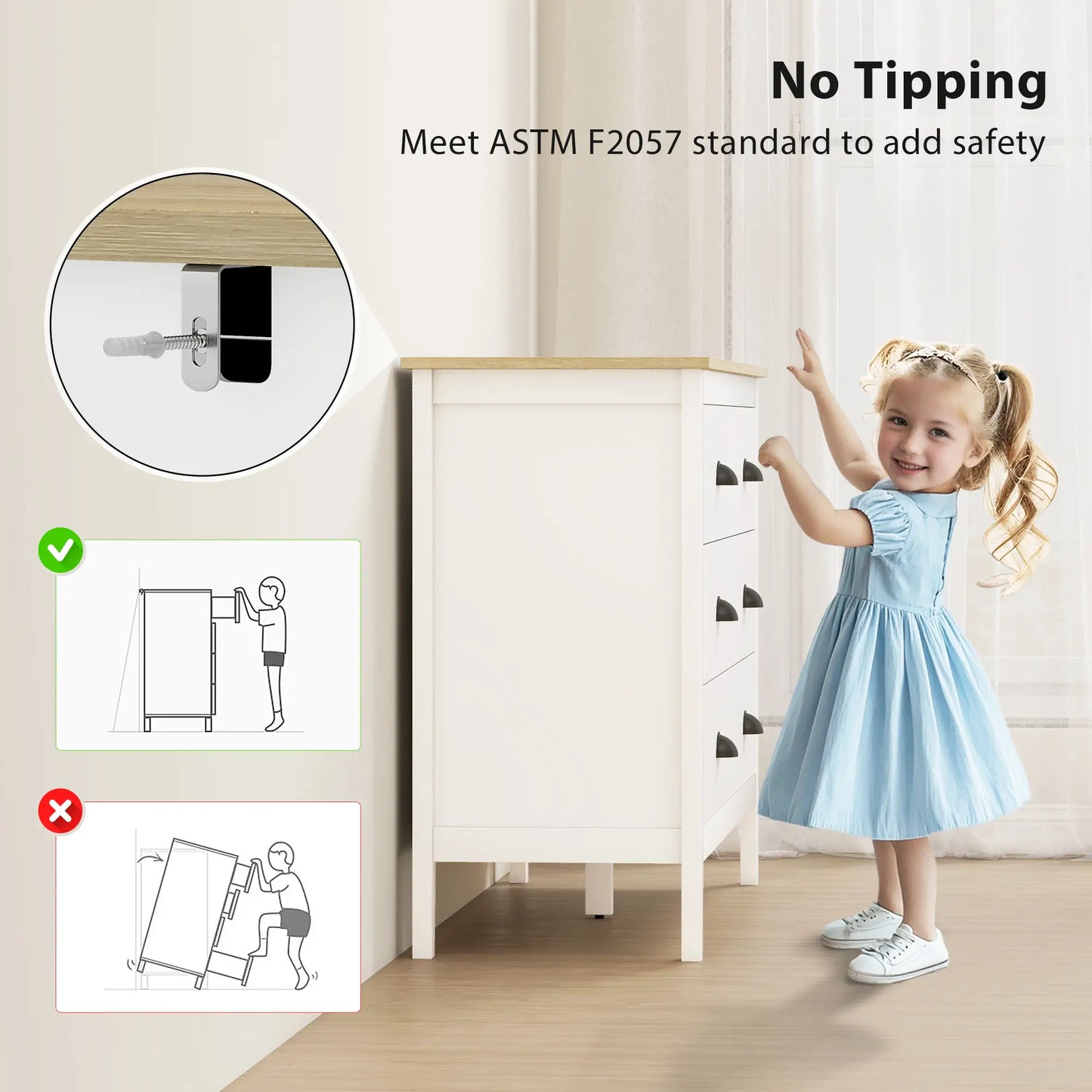 6 Drawer Dresser with Quiet Slides, Modern for Bedroom, White Storage Cabinets at Gallery Canada