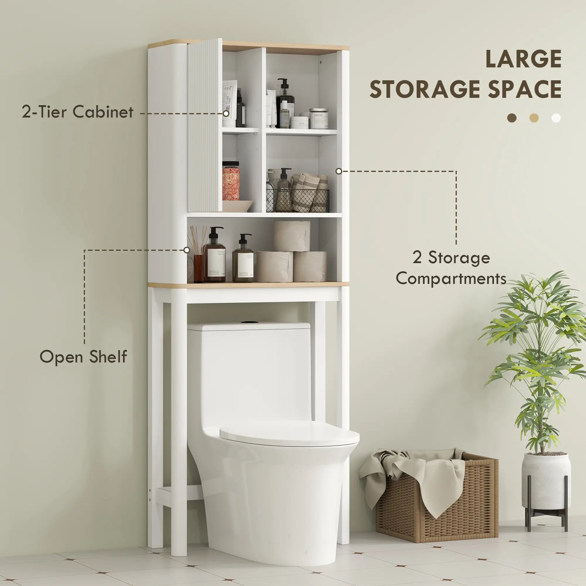 Over The Toilet Storage Cabinet, Bathroom Space Saver Cabinet with Adjustable Shelf, Bathroom Organizer, White Bathroom Cabinets at Gallery Canada