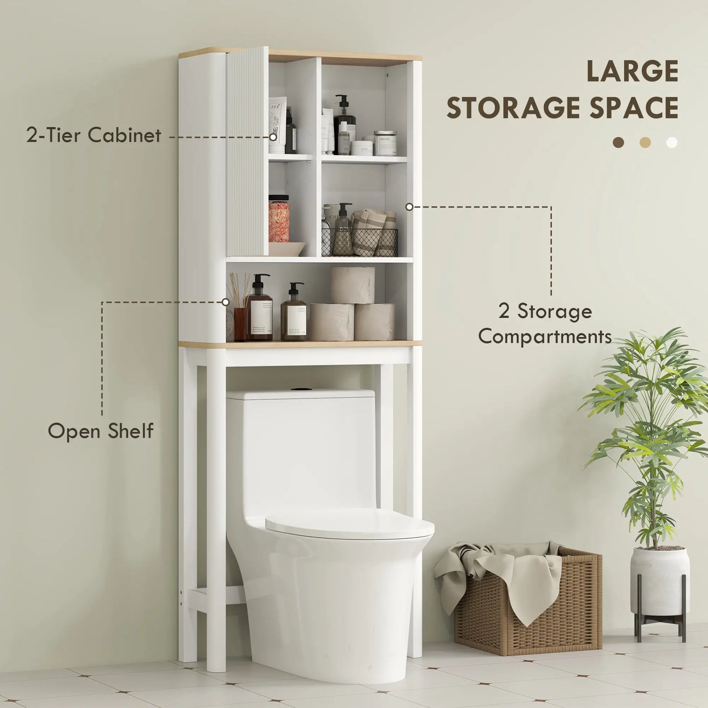 Over The Toilet Storage Cabinet, Bathroom Space Saver Cabinet with Adjustable Shelf, Bathroom Organizer, White Bathroom Cabinets at Gallery Canada