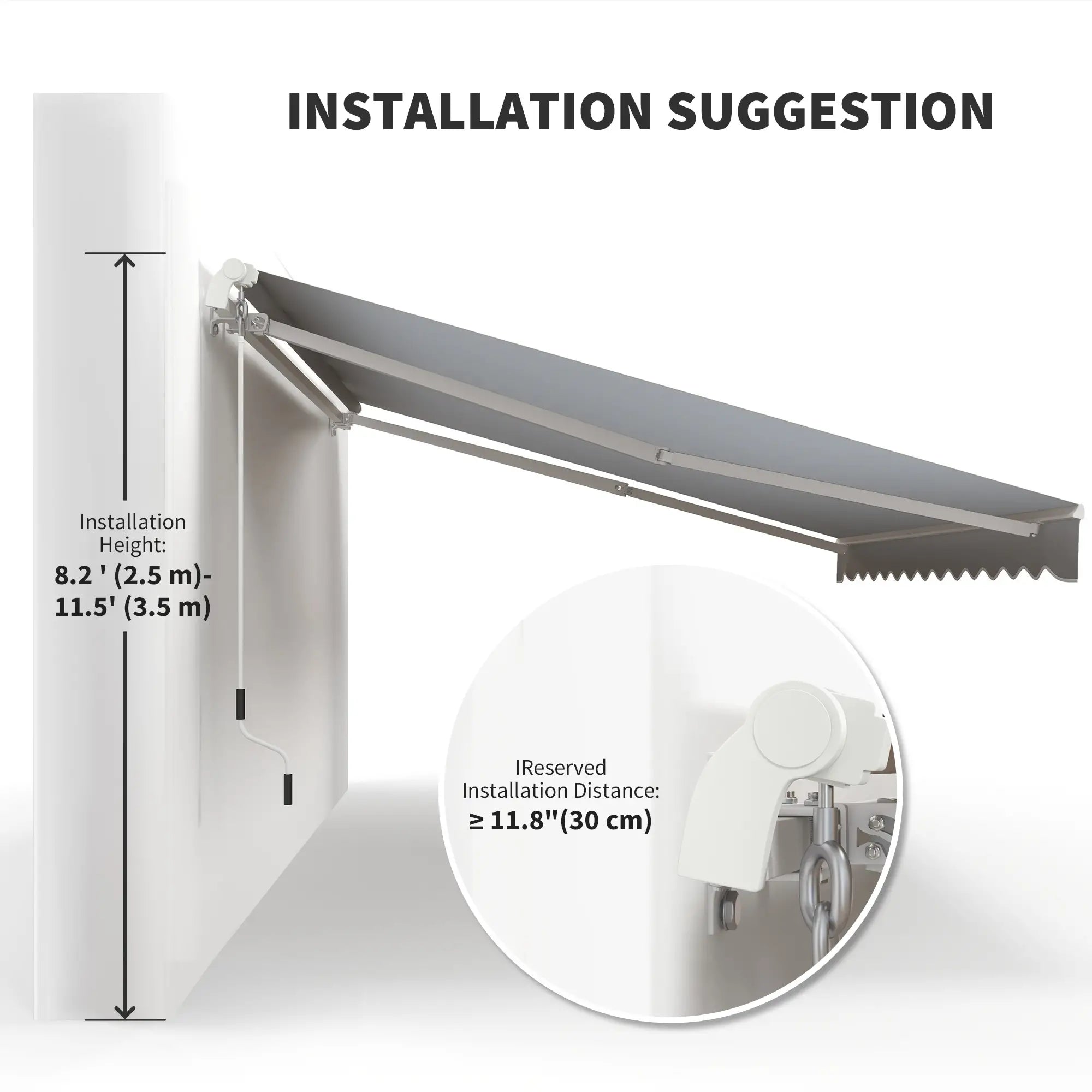 12' x 10' Retractable Awning, UV Resistant, Aluminum Frame, Grey Deck Awnings at Gallery Canada