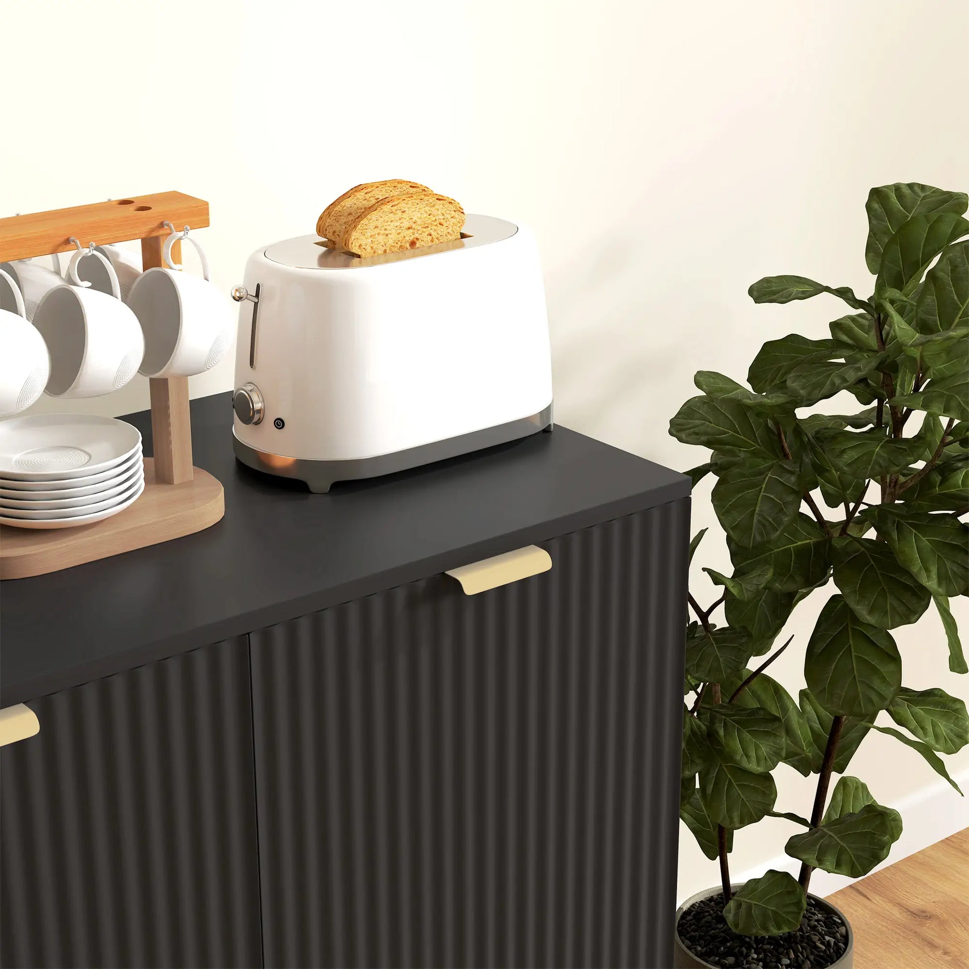 Modern Kitchen Storage Cabinet, Adjustable Shelves, Metal Legs, Black Bar Cabinets at Gallery Canada