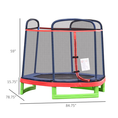 84.75 Inch Kids Trampoline with Safety Net, Red Trampolines at Gallery Canada