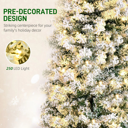 6ft Prelit Snow Flocked Pencil Christmas Tree, Warm White LED, Green Pre Lit Christmas Trees at Gallery Canada