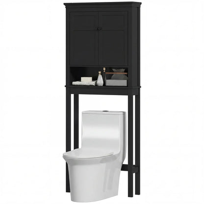 3-Tier Over Toilet Storage, Adjustable Shelf, Bathroom Laundry Bathroom Cabinets Black at Gallery Canada