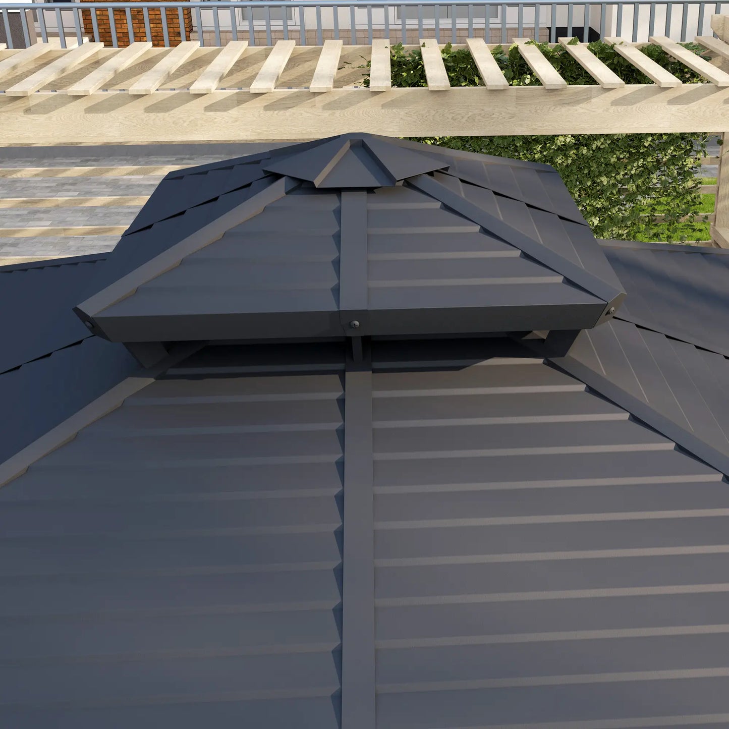 10' x 10' Hardtop Gazebo, Sun Shelter, Mosquito Netting, Light Grey Gazebos at Gallery Canada