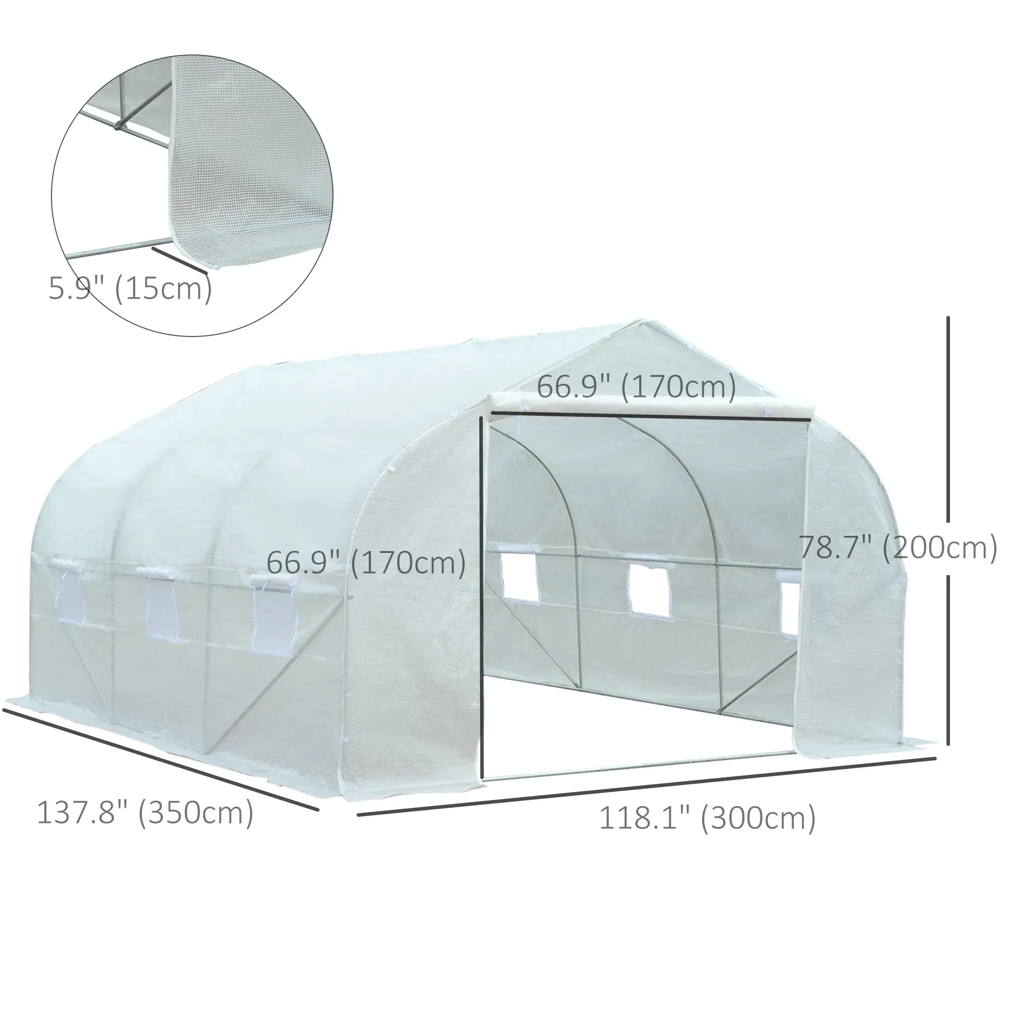 11.5'x9.8'x6.6' Portable Walk-In Greenhouse, White Tunnel Greenhouses at Gallery Canada
