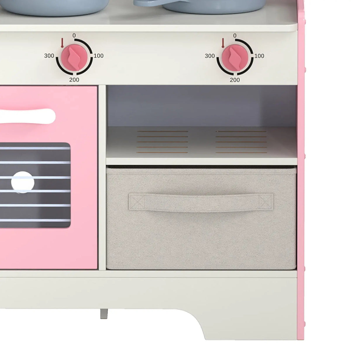 Kids Wooden Play Kitchen Set, Lights Sounds, 5pcs, Ages 3-6, Pink