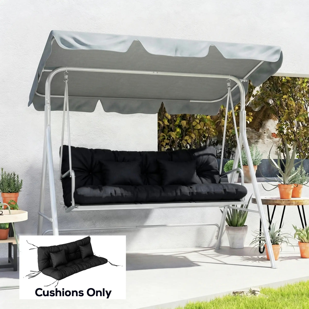 4-Piece Patio Chair Cushion Set, With Ties, Black Patio Chair Cushions at Gallery Canada