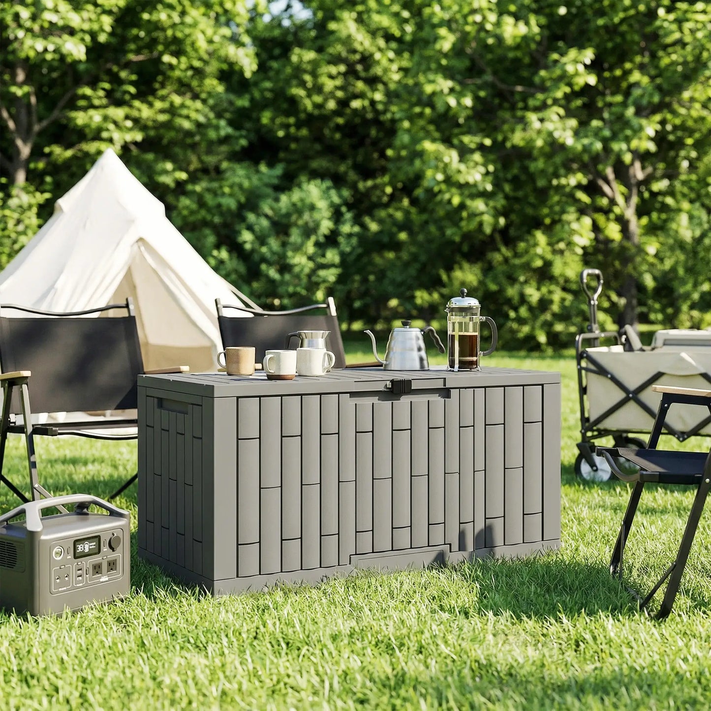 120 Gallon Resin Deck Box, Lockable Outdoor Storage, Splash And UV Resistant Patio Storage Boxes at Gallery Canada
