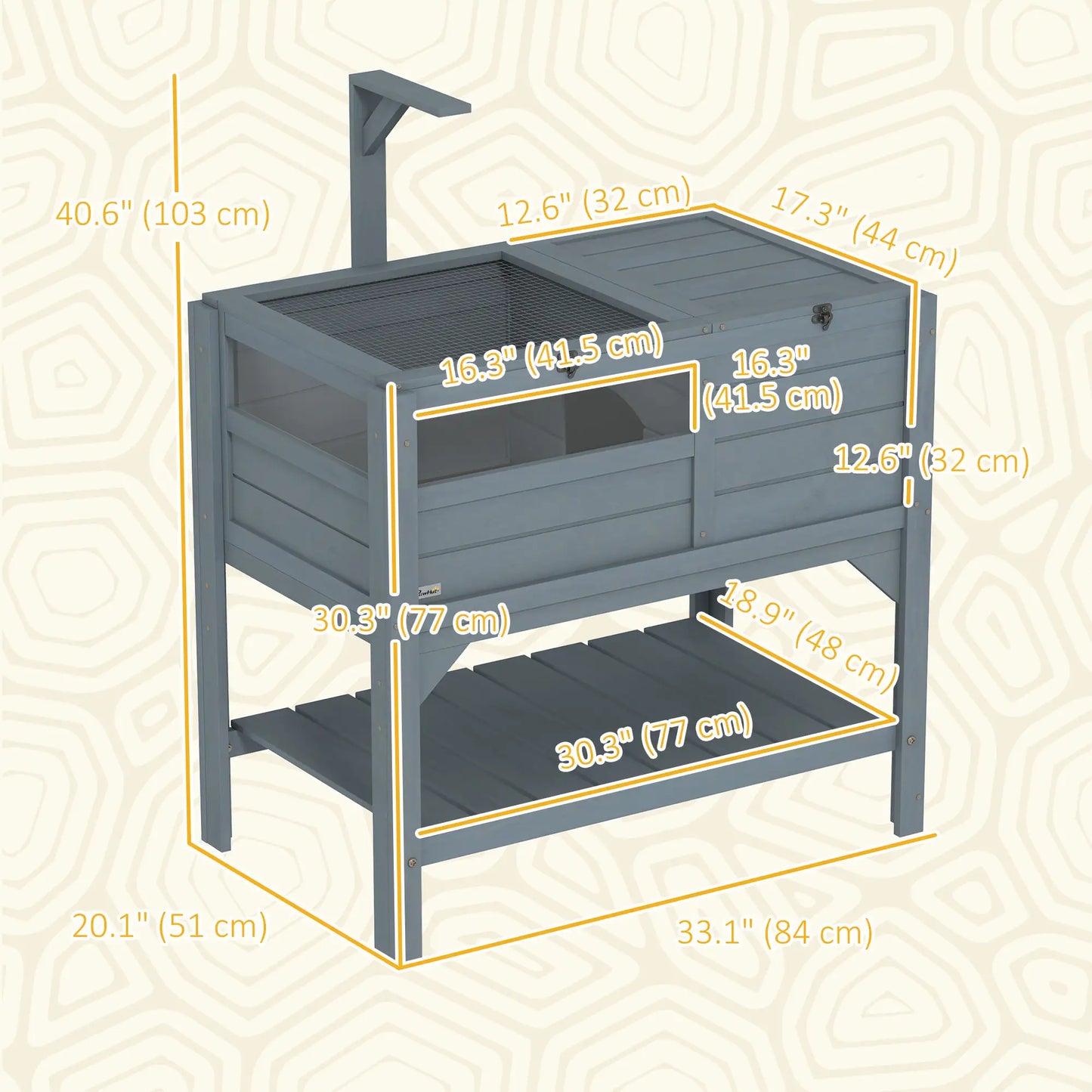 Wooden Tortoise House with Shelf, Light Frame, Tray, 33" L x 20" W x 41" H Houses & Habitats at Gallery Canada