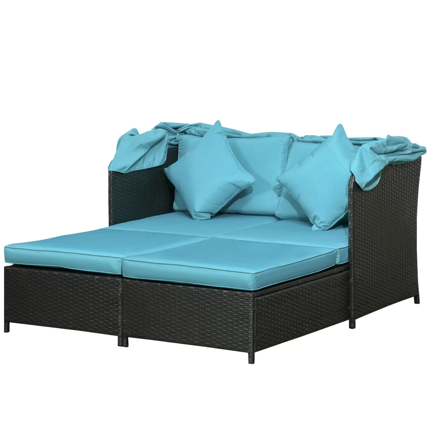 Outdoor Wicker Double Daybed, PE Rattan Sun Lounger for 2, Green Daybeds at Gallery Canada