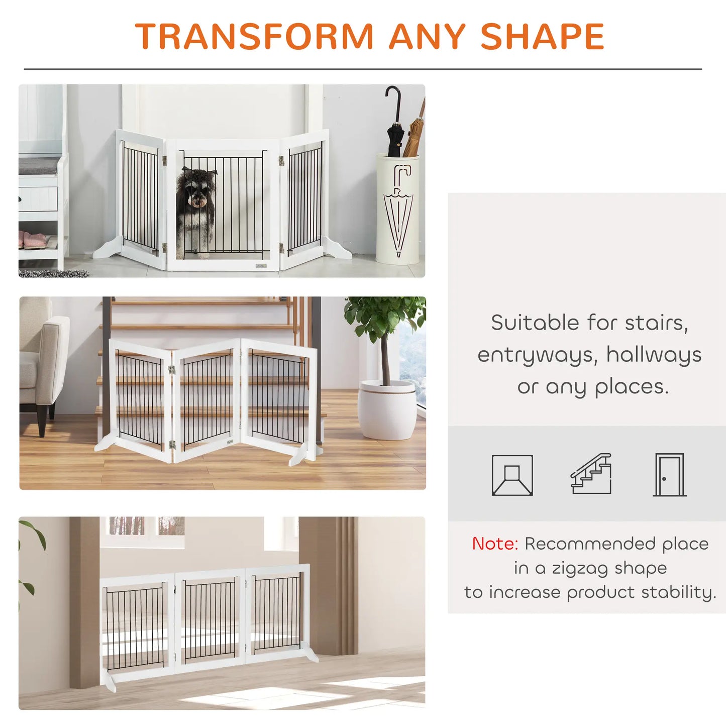 Freestanding Pet Gate, 24" High, 3 Panels, White Houses, Kennels & Pens at Gallery Canada