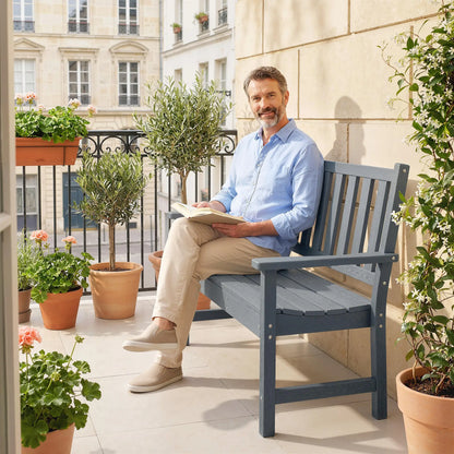 Outdoor Garden Bench, HDPE Weatherproof, 2-Person Seating Outdoor Benches at Gallery Canada