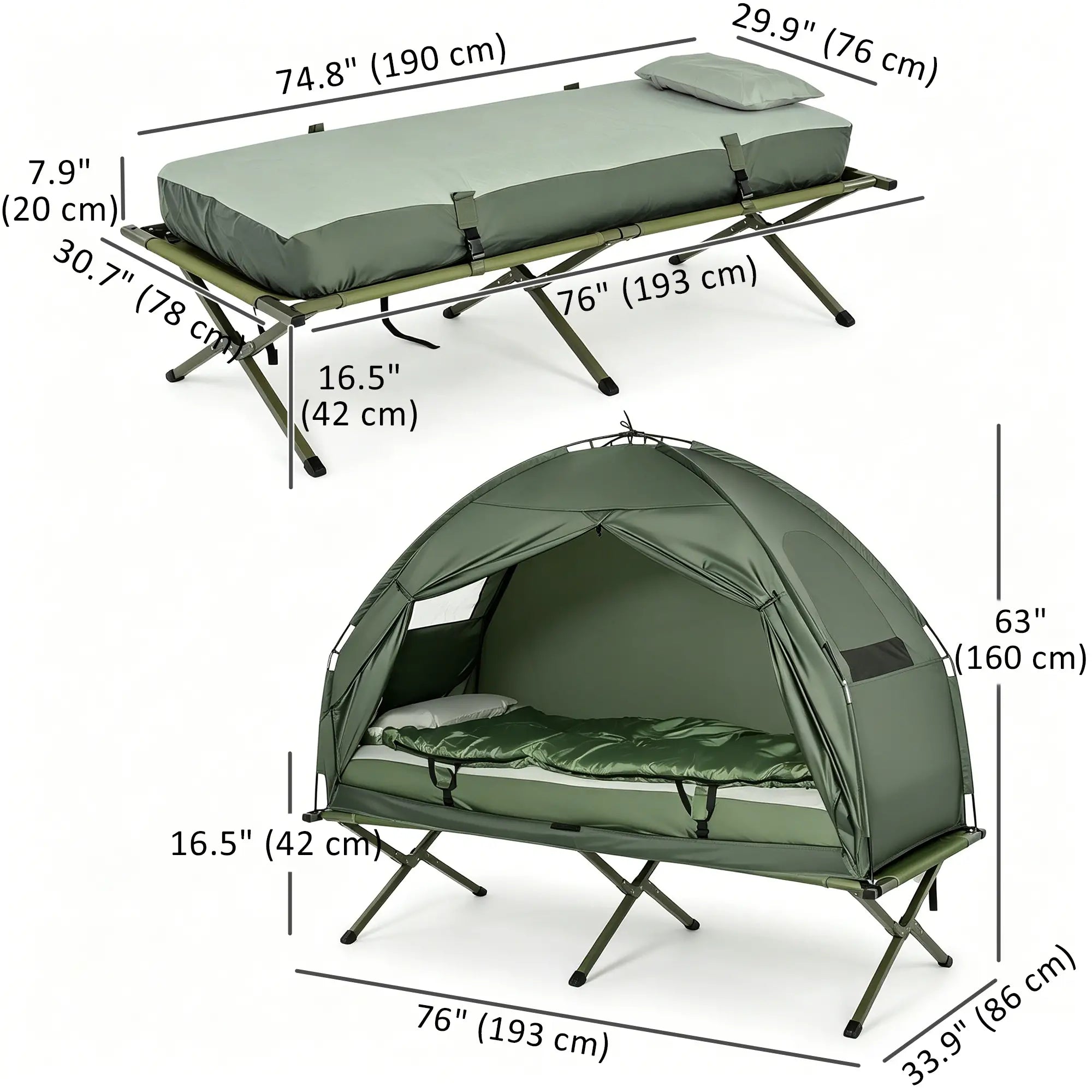 Portable Hiking Tent Camping Bed Cot Combo with Sleep Bag Mattress Camping Tents at Gallery Canada