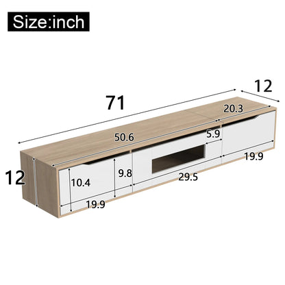 Modern TV Stand With LED Lighting, 71" L x 12" W x 12" H, Wood, White TV Stands at Gallery Canada