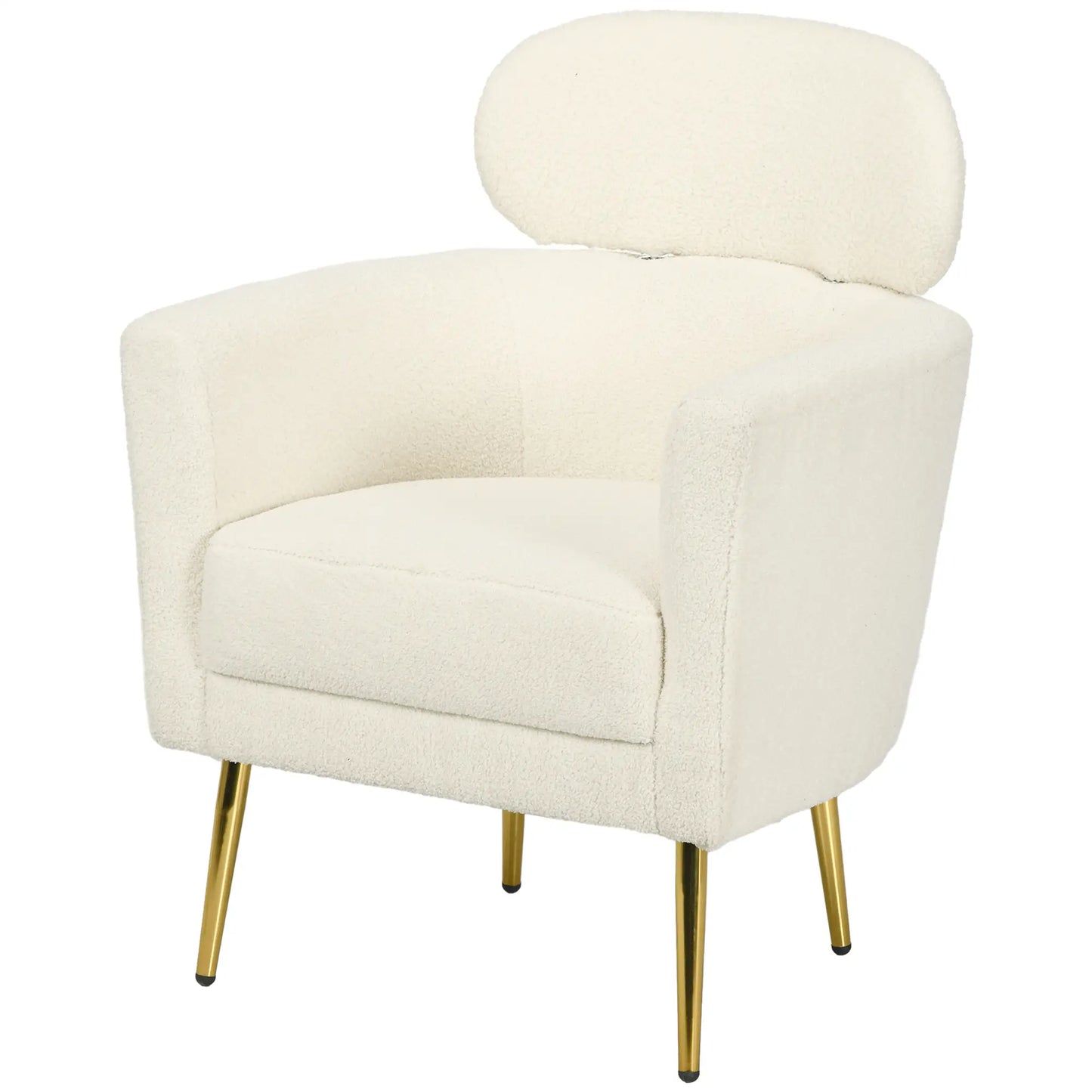 Barrel Accent Chair, Detachable Headrest, Modern Armchair, Cream White Accent Chairs Cream White, Gold Tone at Gallery Canada