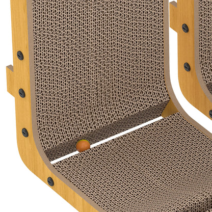 2PCS Planche à gratter pour chat en forme de L avec 3 balles jouets, herbe à chat, noir