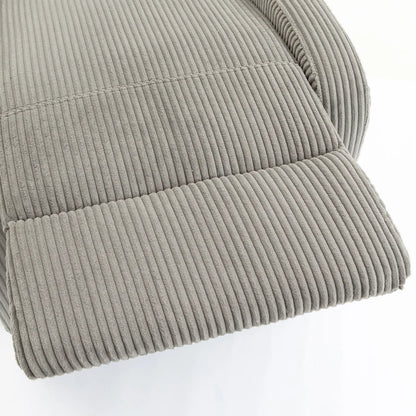 Corduroy Push Back Recliner Chair with Padded Seat, Grey