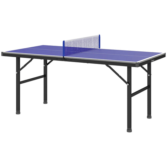 5' x 2.5' Mini Ping Pong Table, Foldable, Adjustable Feet, Blue Game Tables Blue at Gallery Canada