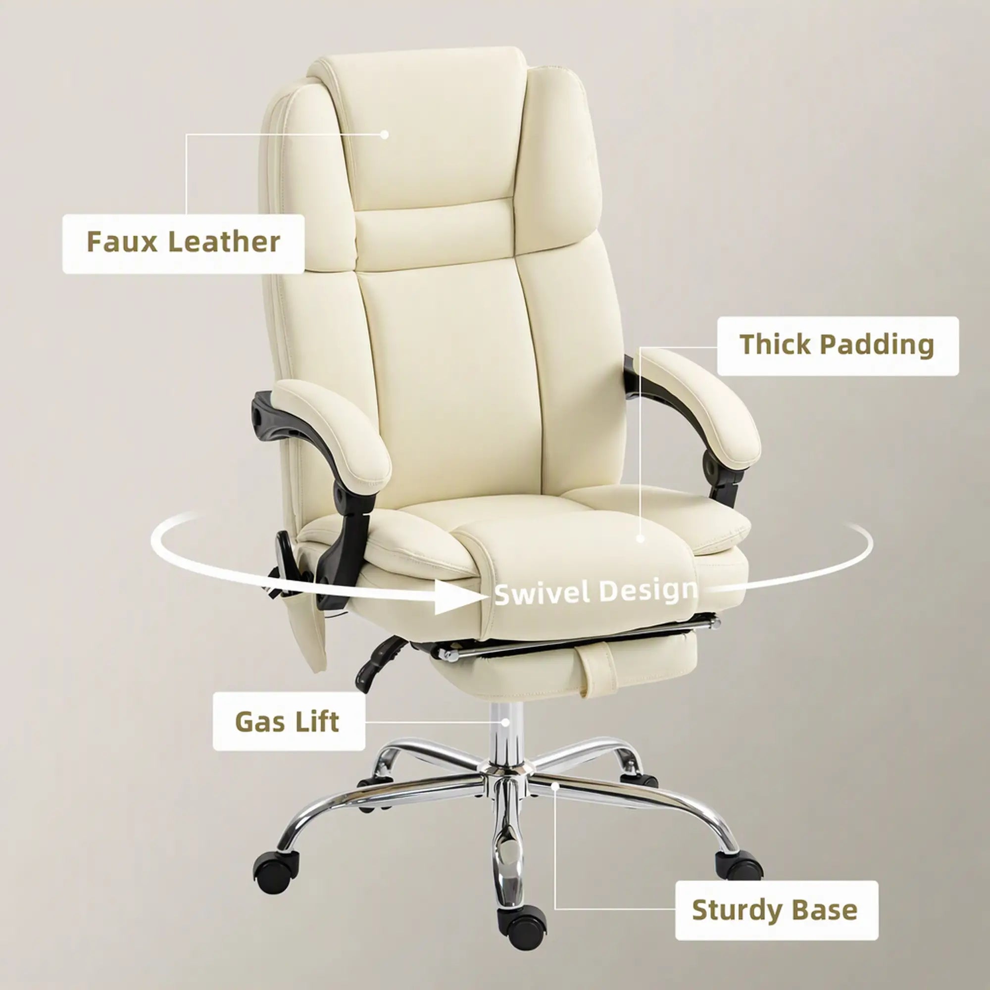 Reclining Massage Office Chair, 6-Point Vibration, Footrest, High Back, White Massage Chairs at Gallery Canada