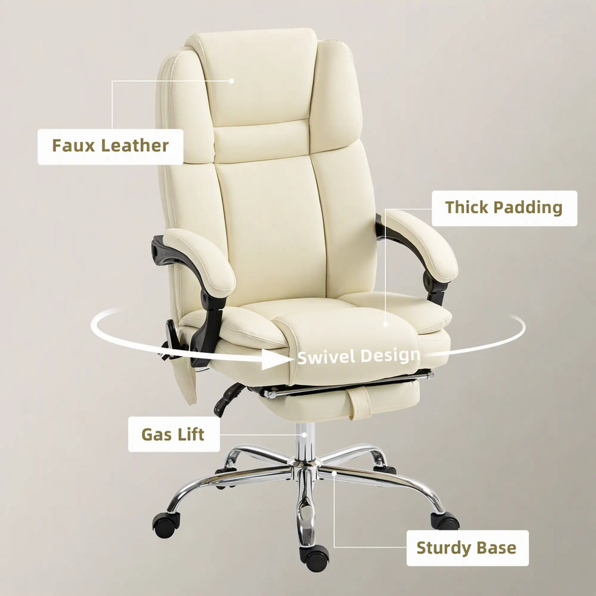 Reclining Massage Office Chair, 6-Point Vibration, Footrest, High Back, White Massage Chairs at Gallery Canada