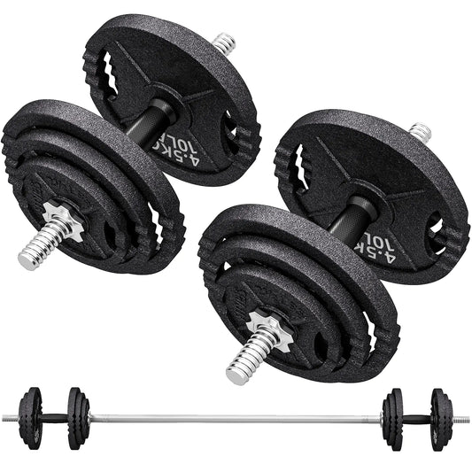 Adjustable Dumbbell Set, 2 in 1 Weights, 112lb Non-Slip Grip Dumbbells & Barbells Black at Gallery Canada