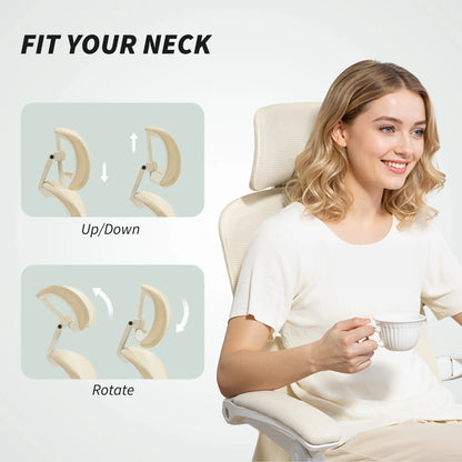 Ergonomic Office Chair, Mesh Reclining Desk Chair, Adjustable Lumbar Support, Headrest, Beige Office Chairs at Gallery Canada