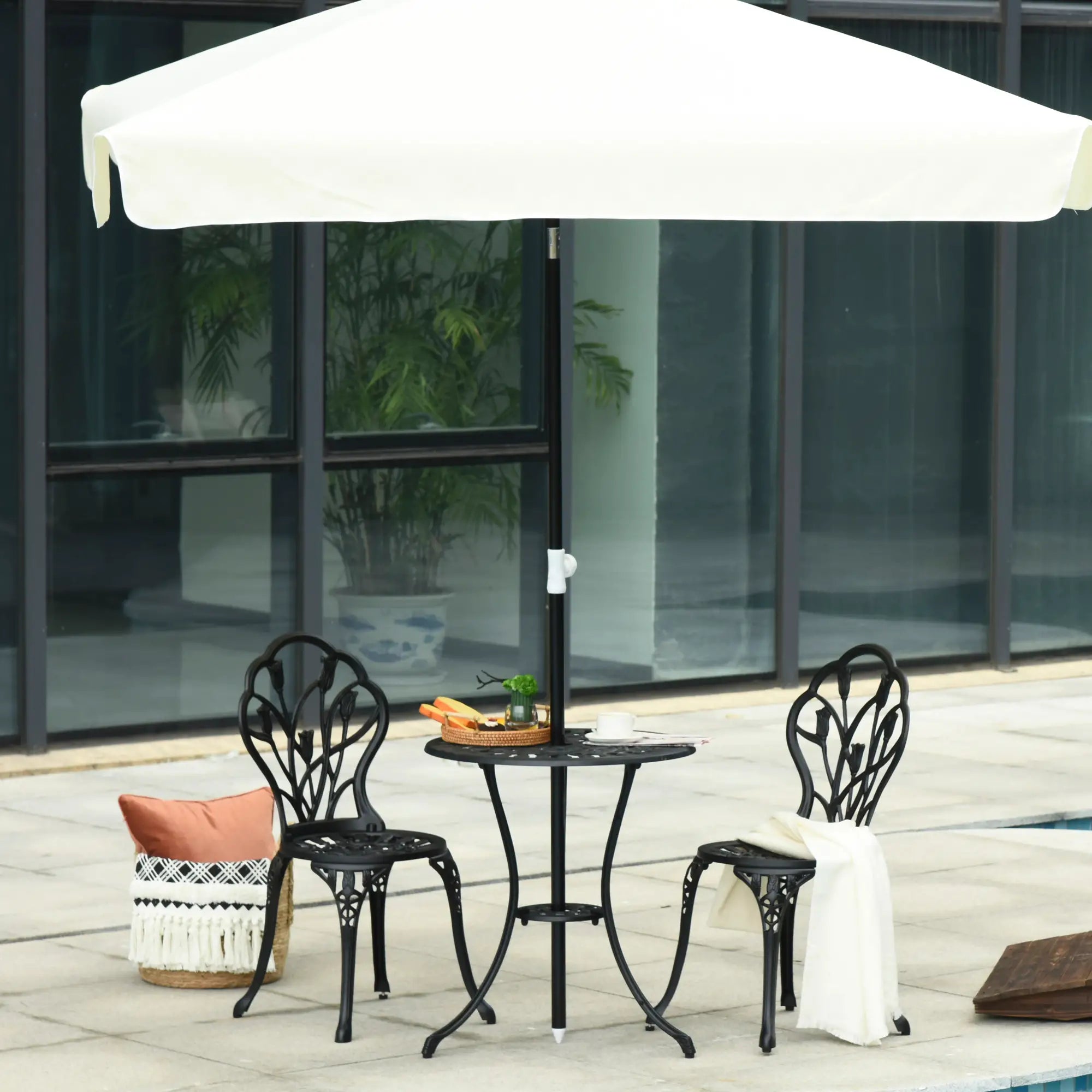 3PCs Patio Bistro Set, Outdoor Cast Aluminum Table and Chairs, Black Bistro Sets at Gallery Canada