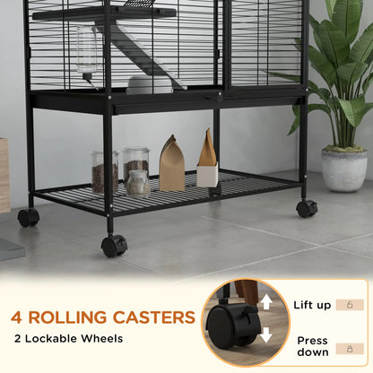 Small Animal Cage, 54"H, Removable Tray, Storage Shelf, Black Houses & Habitats at Gallery Canada