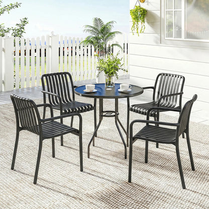 Stackable Patio Chairs Set of 4, Outdoor Dining, Black Patio Chairs at Gallery Canada