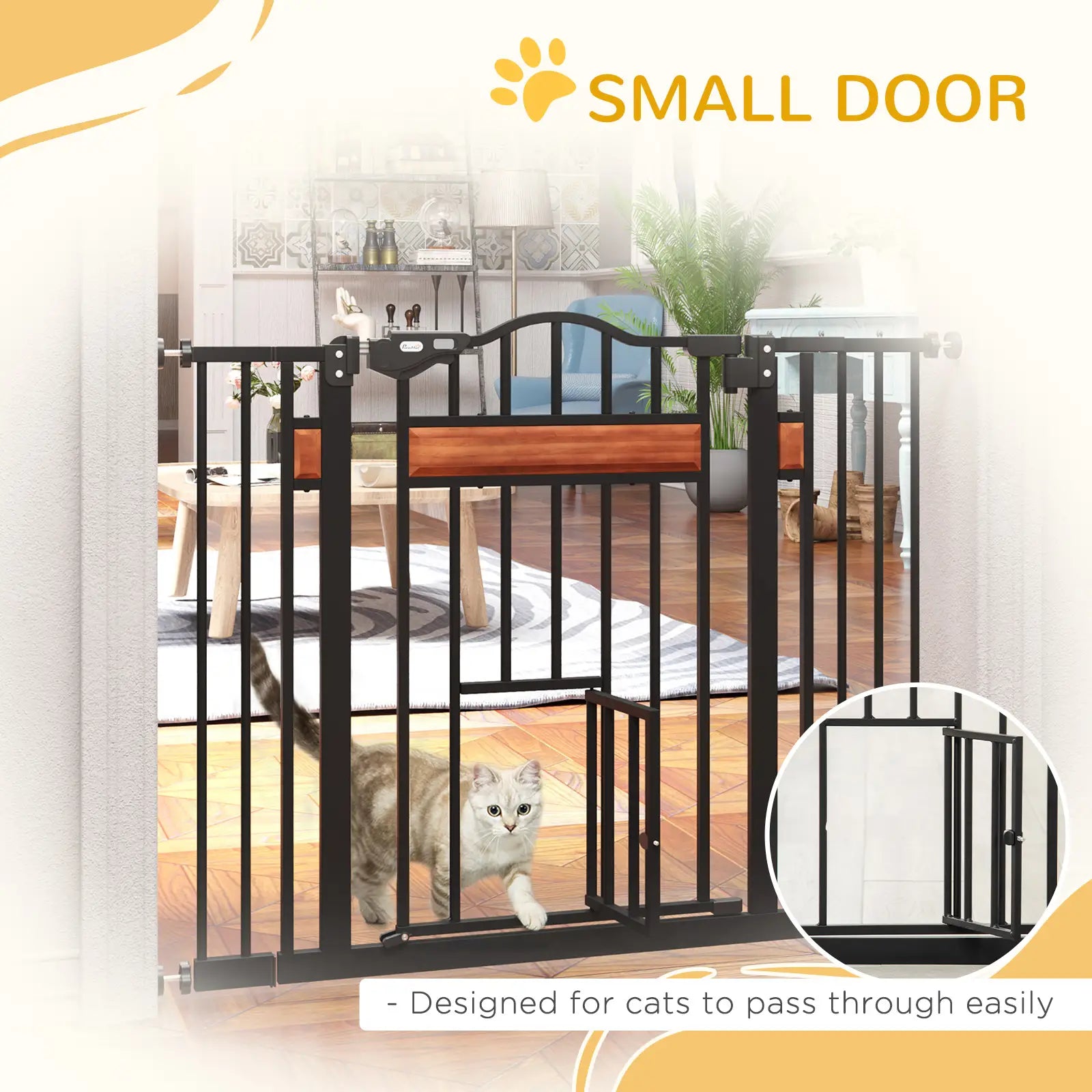 29.1''-41.3'' Extra Wide Dog Gate, Cat Door, Pressure Fit, Auto Close Houses, Kennels & Pens at Gallery Canada