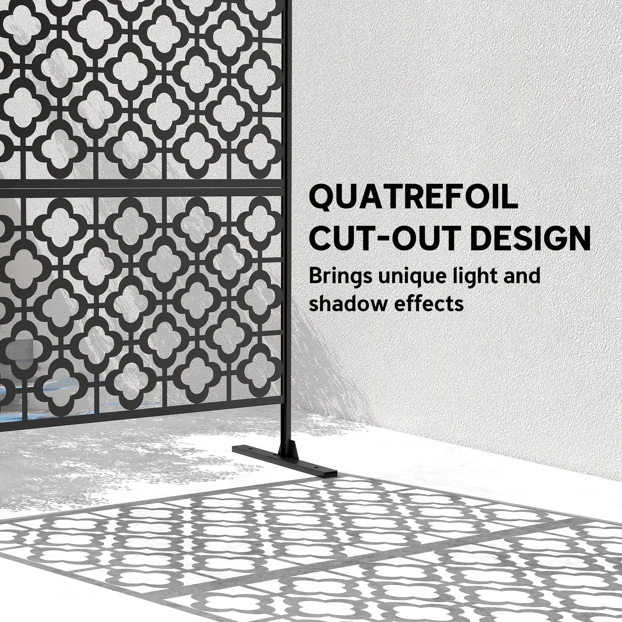 Metal Outdoor Privacy Screen, Freestanding Divider, 78