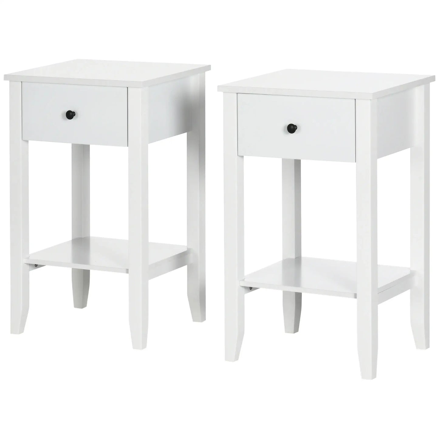 Side Table Set of 2, 2-Tier End Tables with Drawer, White Side Tables at Gallery Canada