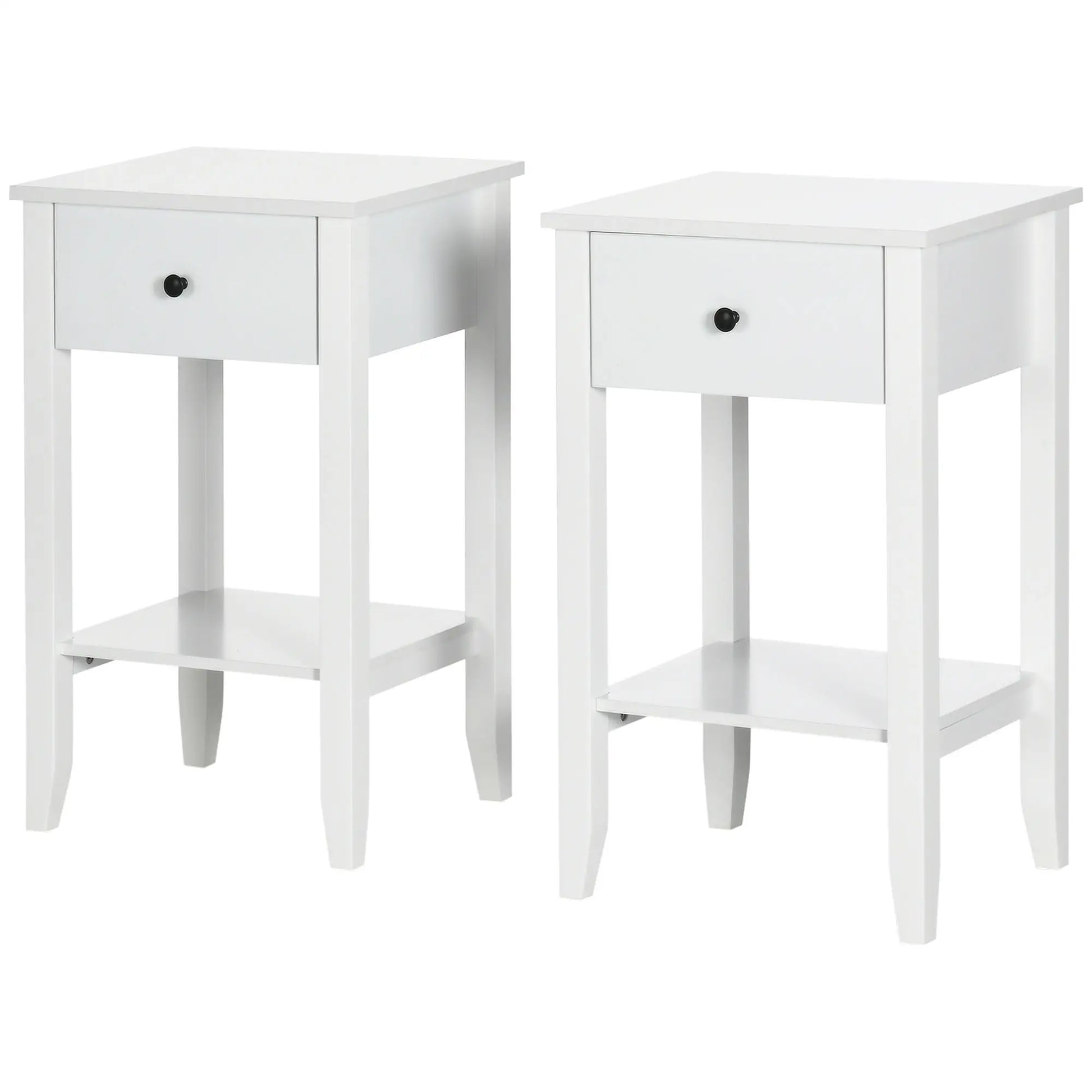 Side Table Set of 2, 2-Tier End Tables with Drawer, White Side Tables at Gallery Canada