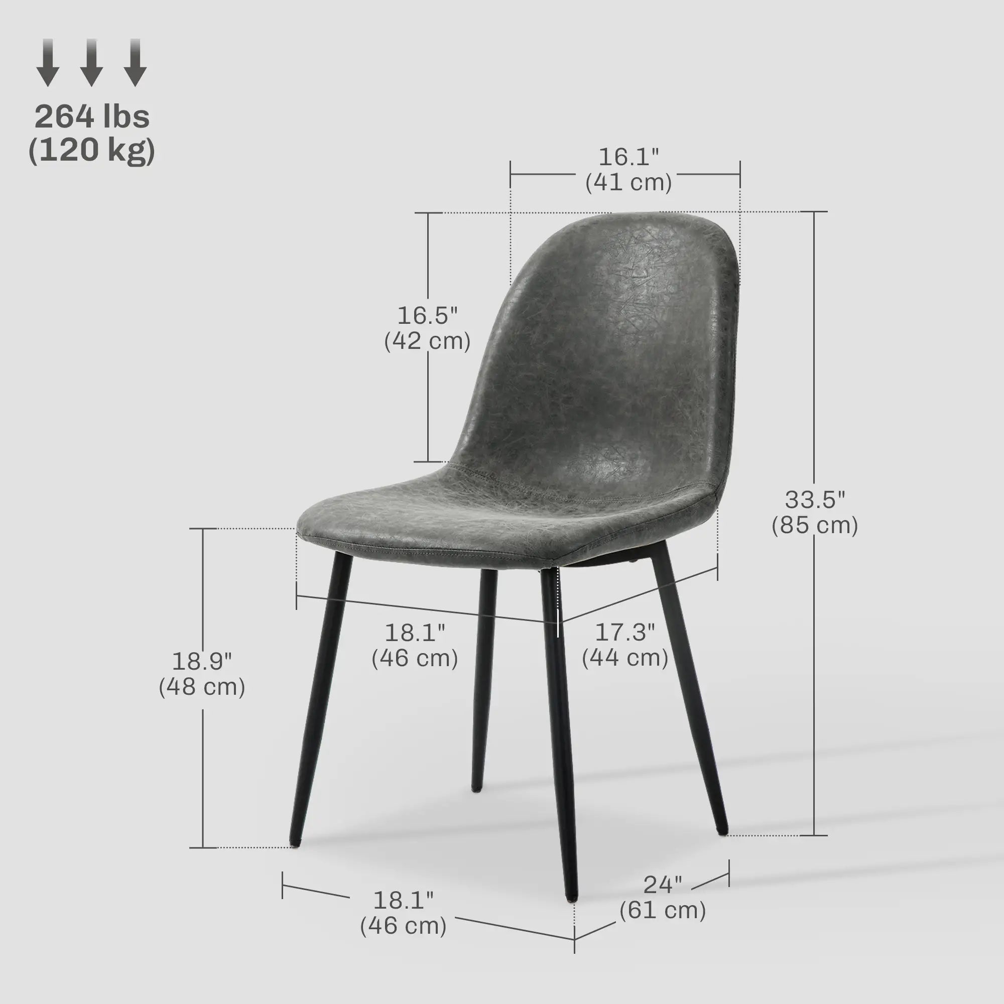 Retro Dining Chairs Set of 4, PU Leather Upholstered, Kitchen Living Room Bar Stools at Gallery Canada