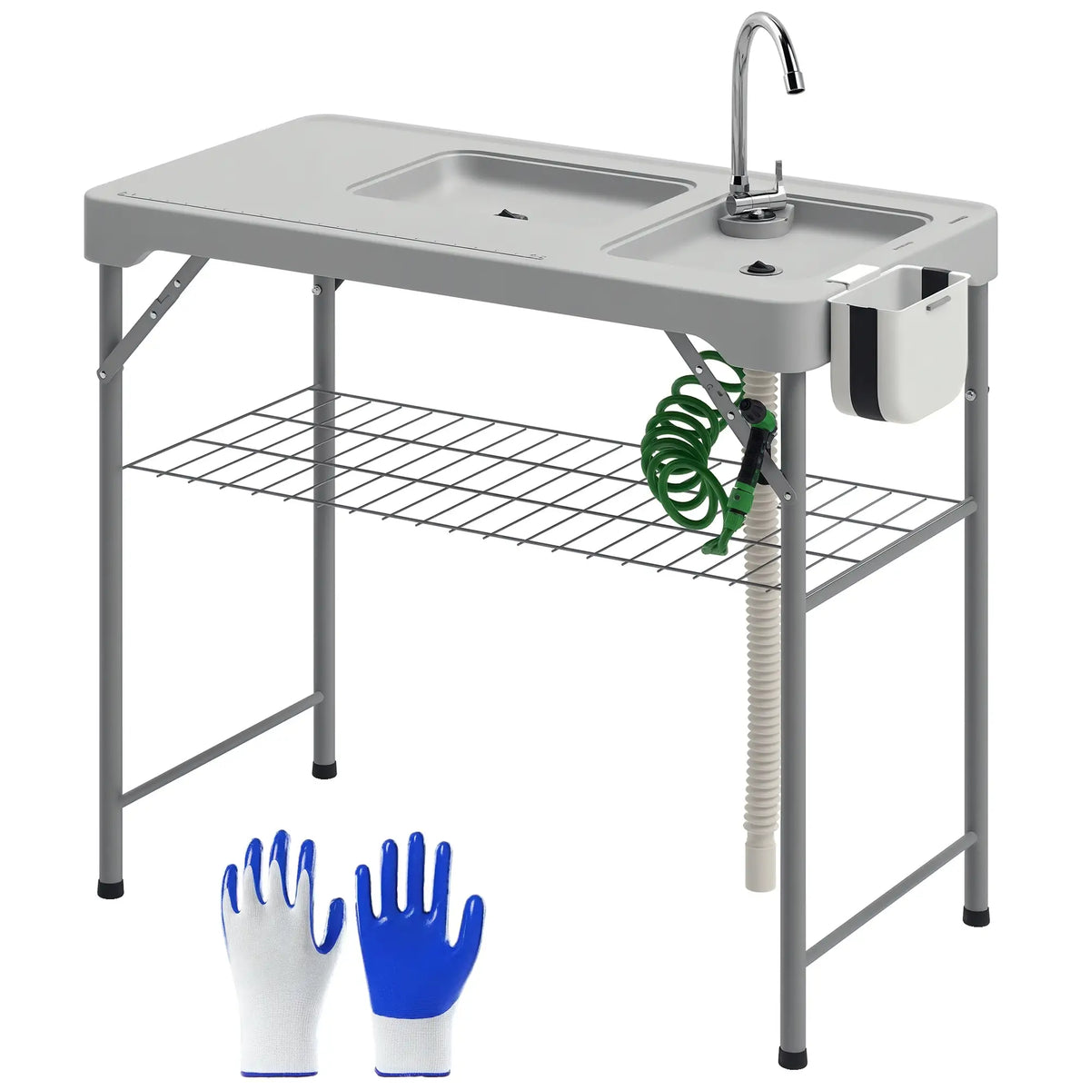Folding Fish Cleaning Table With Sinks, Camping Sink With Faucet, Grey Picnic Tables & Camping Chairs at Gallery Canada
