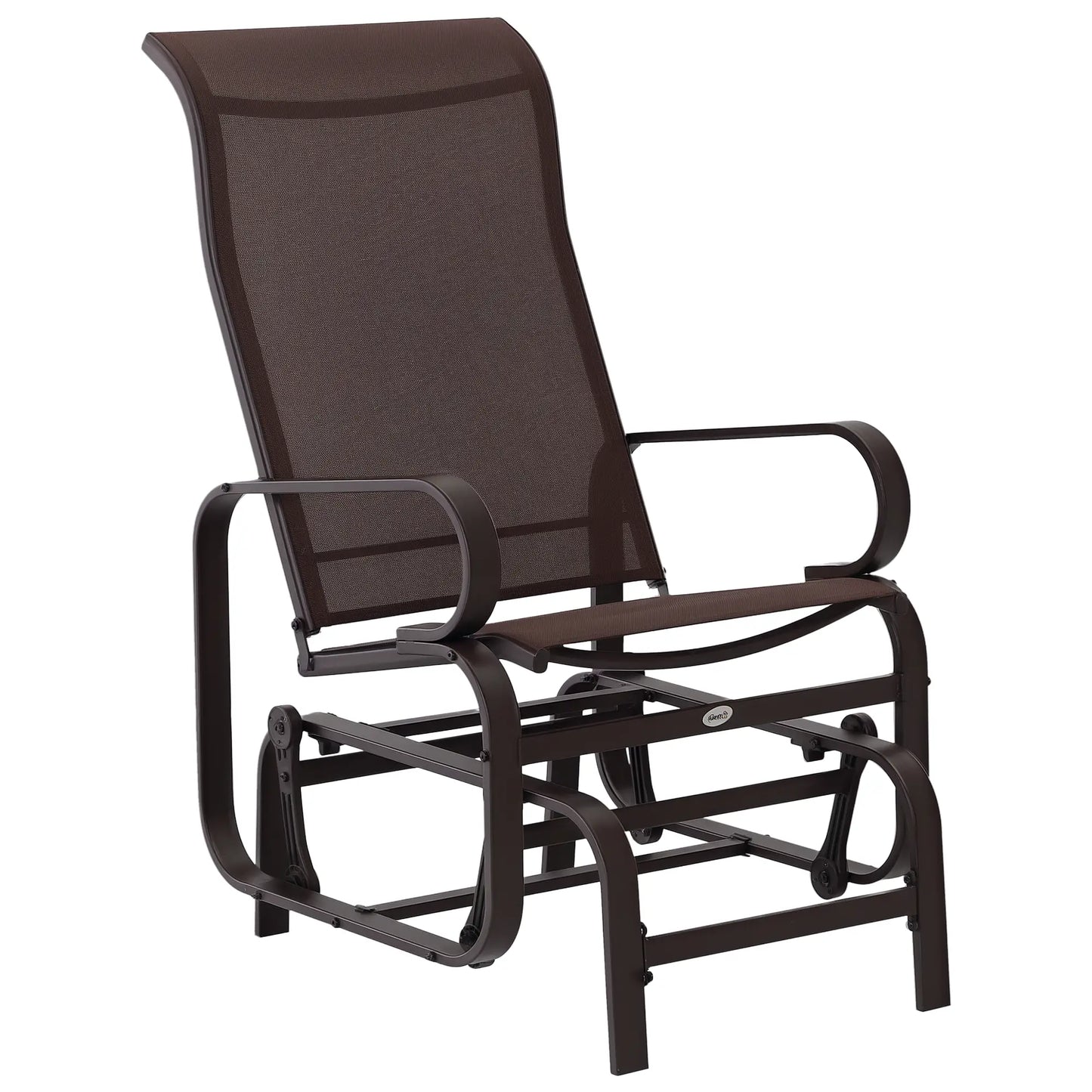 Patio Glider with Mesh Fabric, Outdoor Rocking Chair, Brown Outdoor Rocking Chairs Brown Frame, Brown Texteline at Gallery Canada