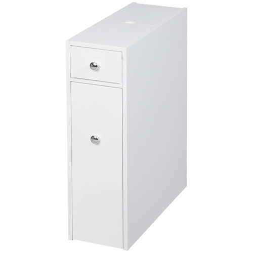 Space Saving Toilet Paper Cabinet, Narrow Bathroom Cabinet with Drawers, White