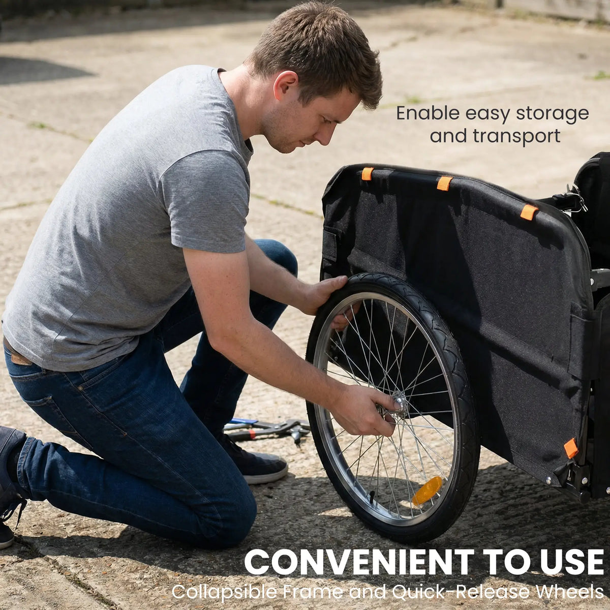 Bike Trailer, Cargo Trailer with 45 Gal Storage Box, 20" Tires, 88 lbs Capacity Bike Cargo Trailers at Gallery Canada