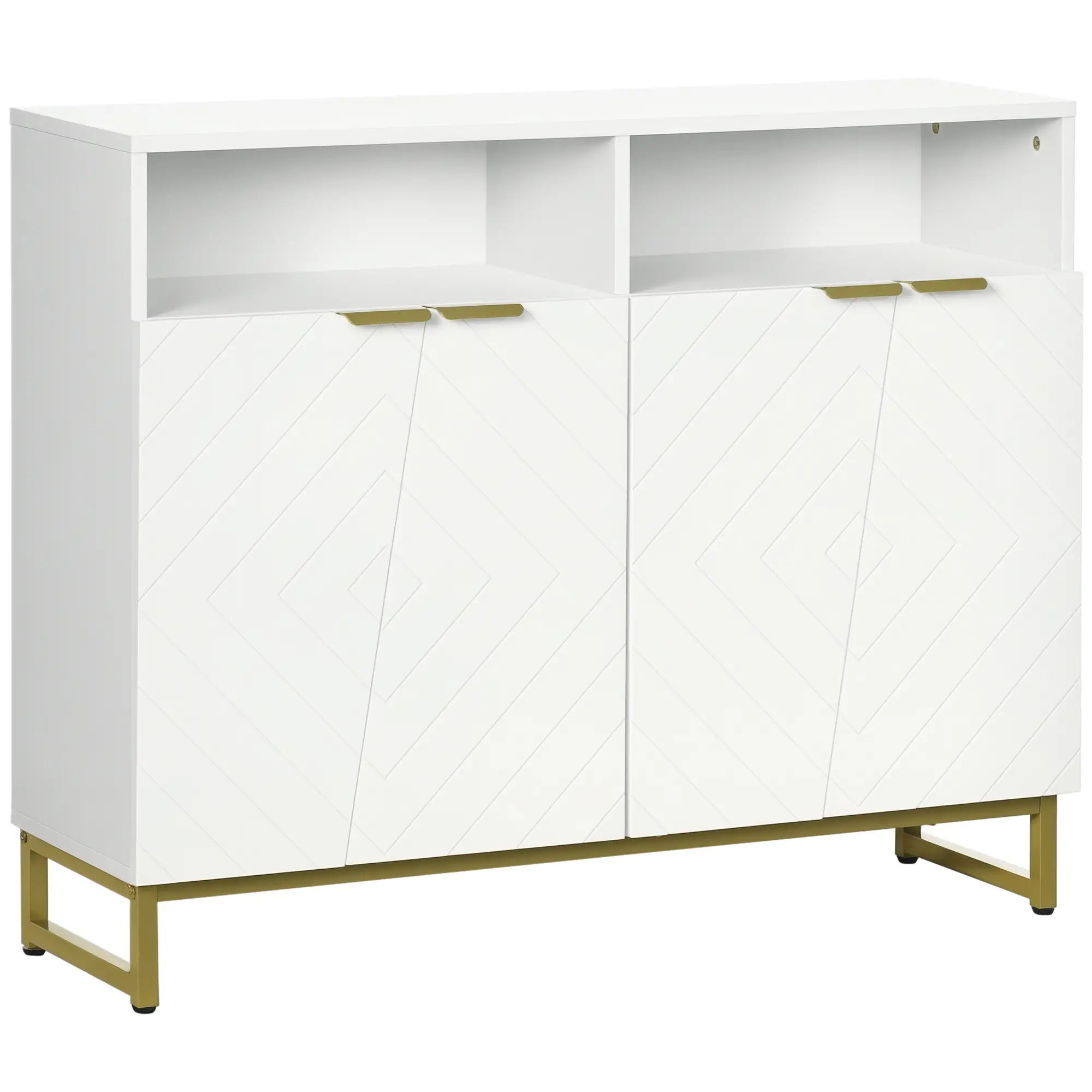 Accent Sideboard, Kitchen Storage Cabinet, 4 Doors, Adjustable Shelves, White Bar Cabinets White at Gallery Canada