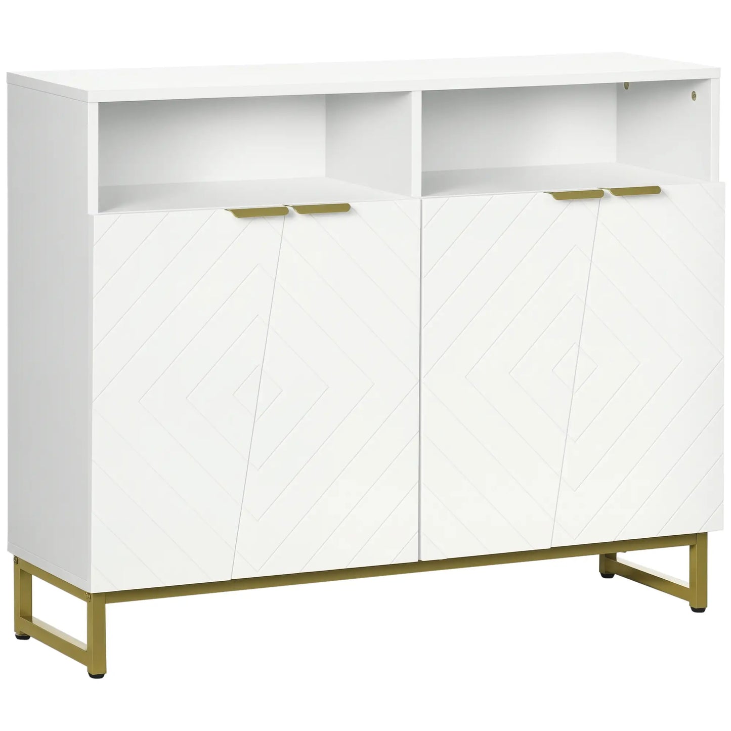 Accent Sideboard, Kitchen Storage Cabinet, 4 Doors, Adjustable Shelves, White Bar Cabinets White at Gallery Canada