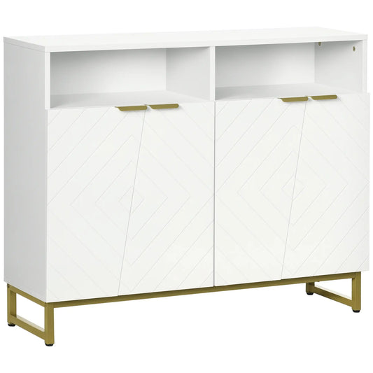 Accent Sideboard, Kitchen Storage Cabinet, 4 Doors, Adjustable Shelves, White Bar Cabinets White at Gallery Canada