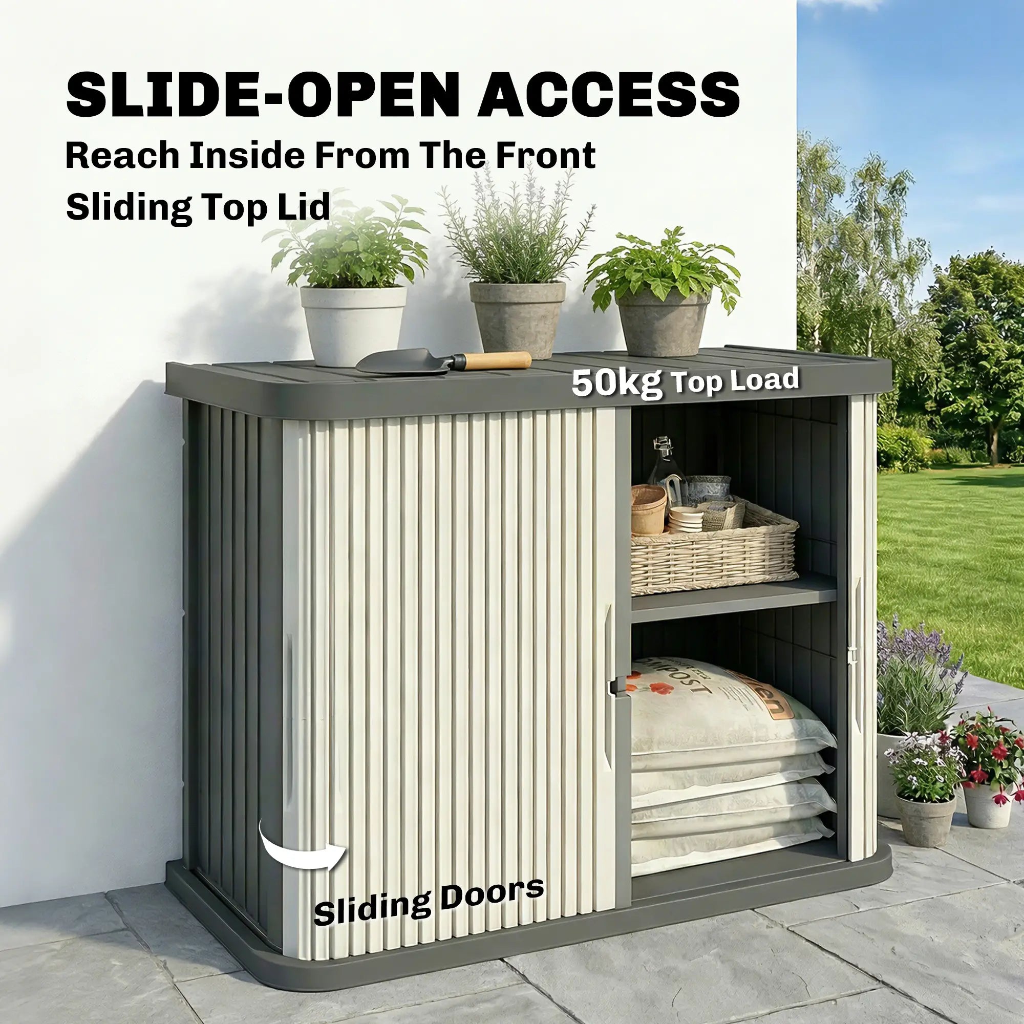 127 Gallon Outdoor Storage Box, UV Resistant, Light Brown Patio Storage Boxes at Gallery Canada
